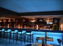 The blue-lit bar at Piattini